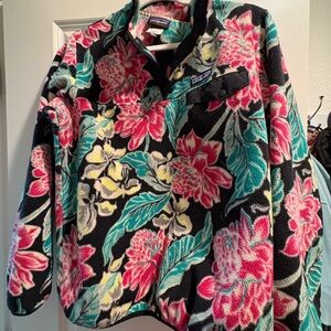 Patagonia Floral Fleece Pullover Women Size Medium